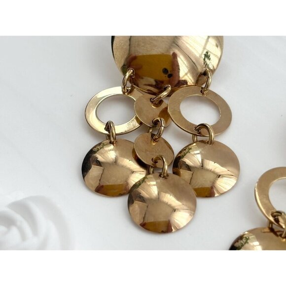 Sandy Baker Sterling Silver Vintage Gold T Vermeil Chandelier Earrings - Picture 7 of 10